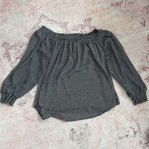 Express Black and White Polka Dot Blouse
